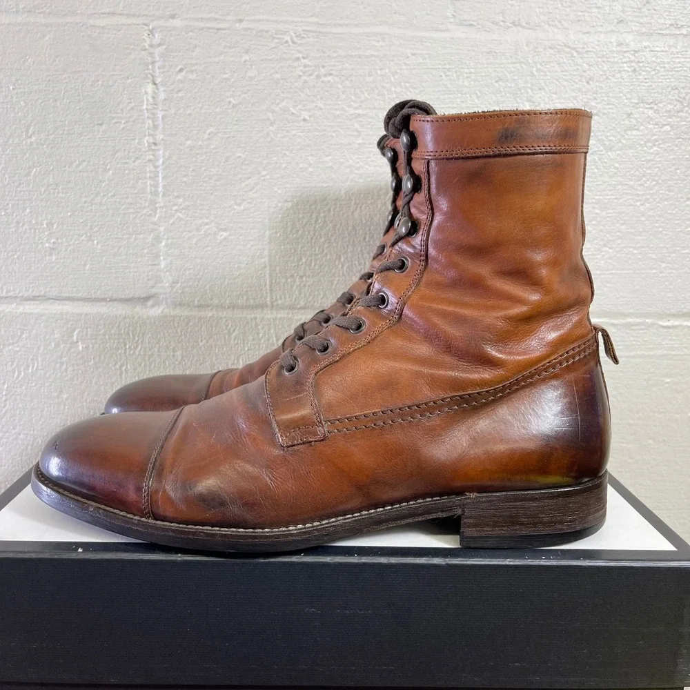 To Boot New York Adam Derrick 7973 Brown Leather Cap Toe Ankle Boots Men's 9.5